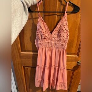 Pink Lace Trim Dress
